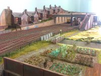 Photo0057  A frosty early morning view over the Uphall allotments and drainage-gulley. Between shunting moves, a Class 20 lurks under the footbridge