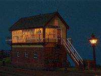 Photo L  Wellingford Signal Box No. 1 at night.